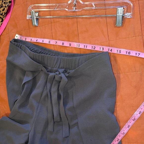 Zara Gray High-Waist Wide-Leg Tie Waistband Flowy Women's Pants Size Large - Picture 8 of 12